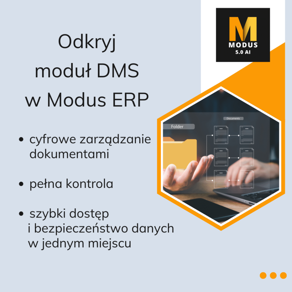 Moduł DMS w Modus ERP to Twoja cyfrowa szafa na dokumenty. Zapomnij o papierowych segregatorach, chaotycznych folderach i zgubionych plikach.